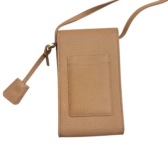 Maison de Sabre Leather Phone Pouch in sandstone brown